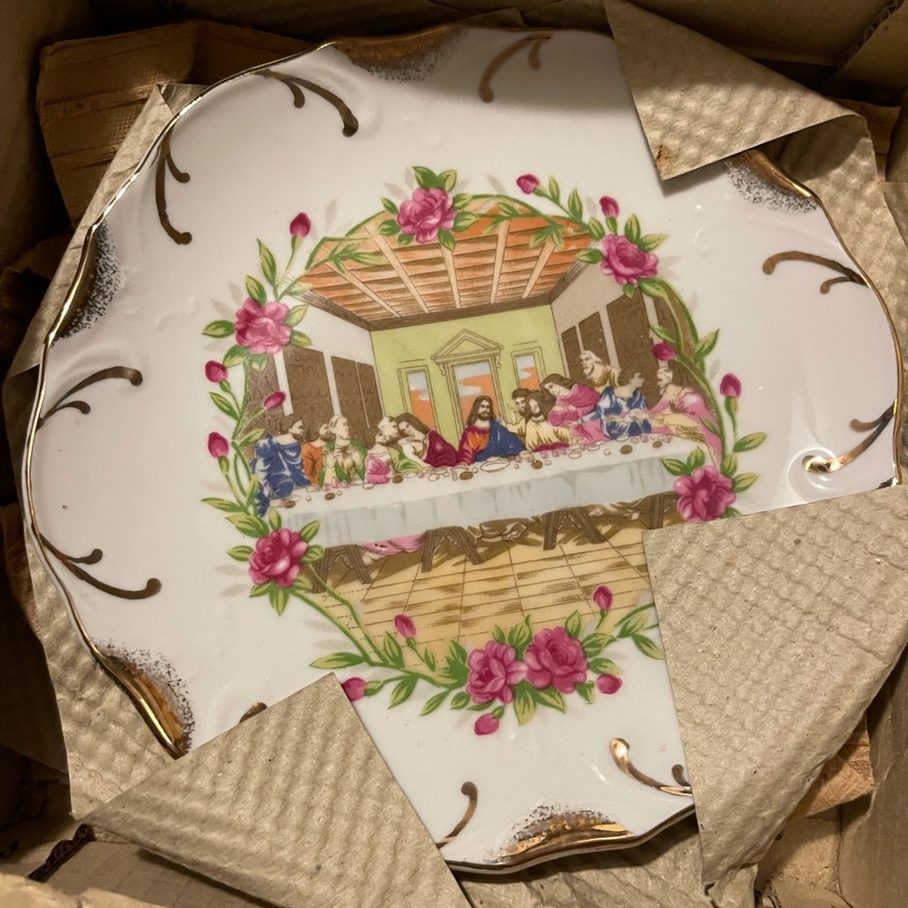 Bible Plate Collection Set (7) Vintage 18K Gold